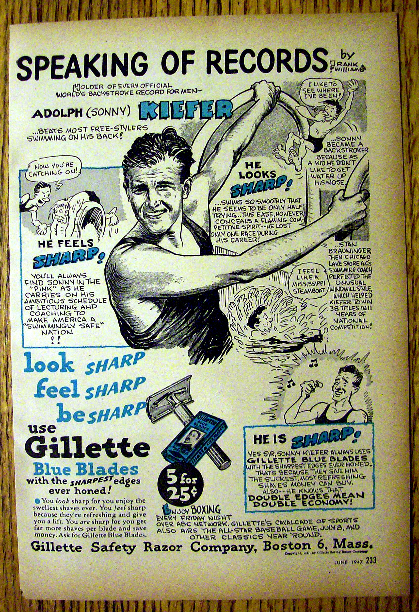 1947 Gillette Blades with Adolph Sonny Kiefer