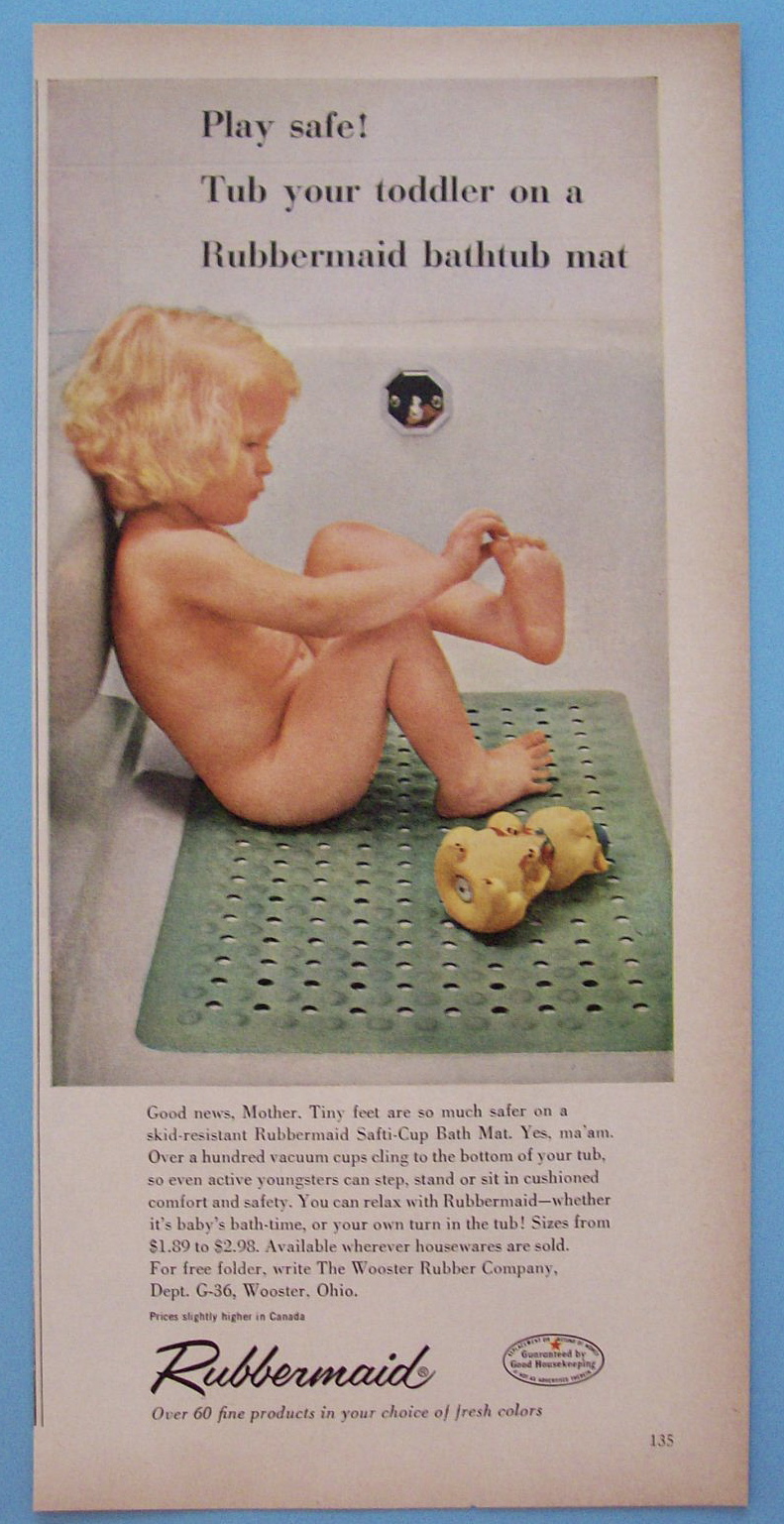 1956 Rubbermaid Bath Mat w/Little Girl Sitting on Mat