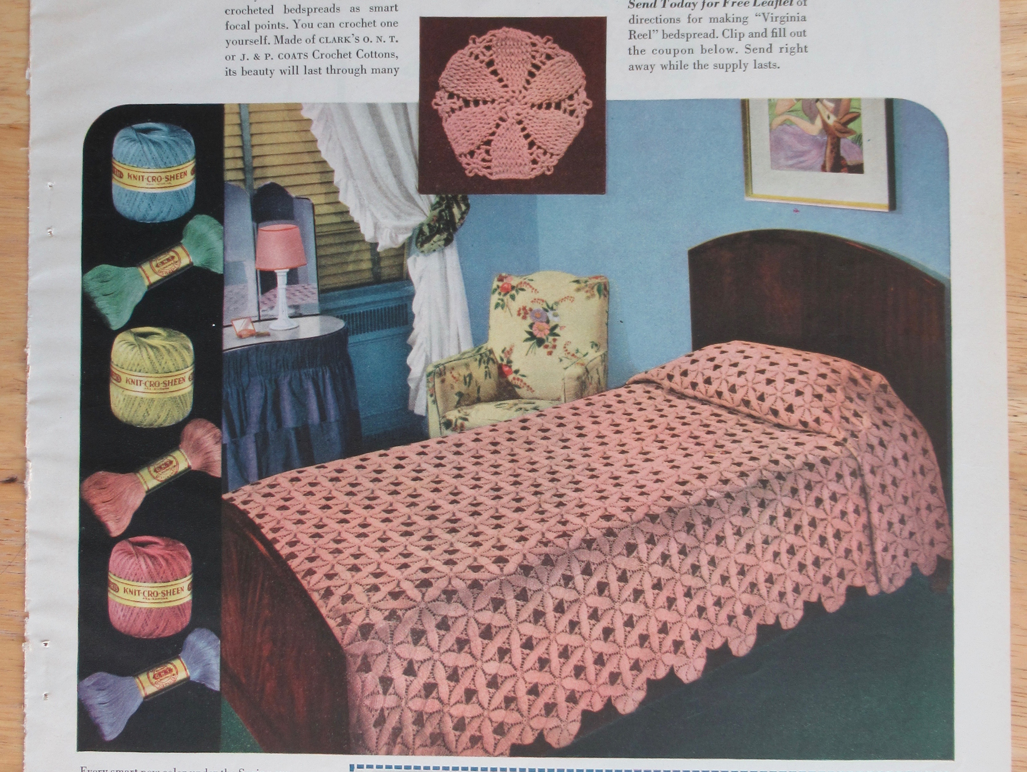 1939 J & P Coats & Clarks with Crocheted Bedspread