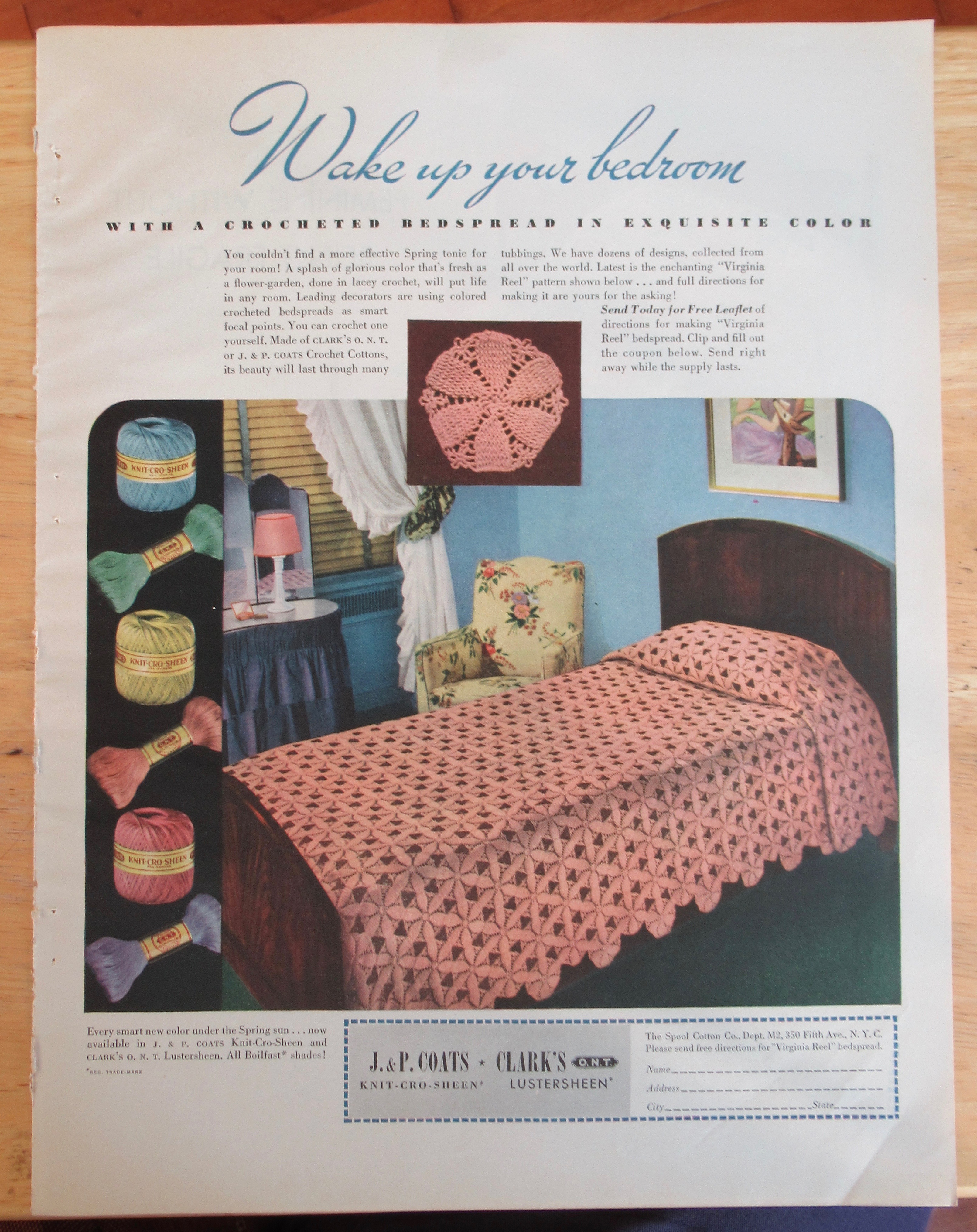 1939 J & P Coats & Clarks with Crocheted Bedspread