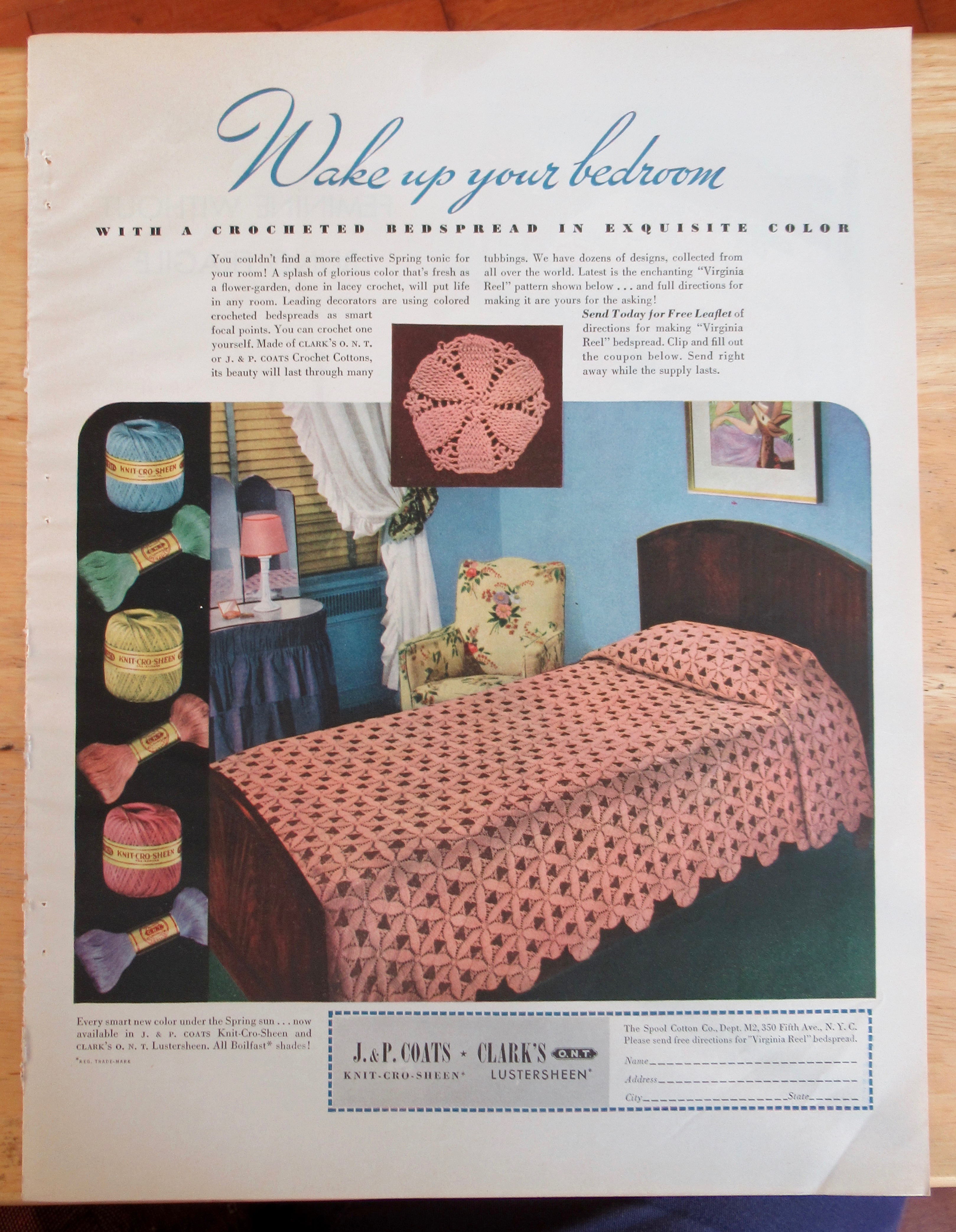 1939 J & P Coats & Clarks with Crocheted Bedspread