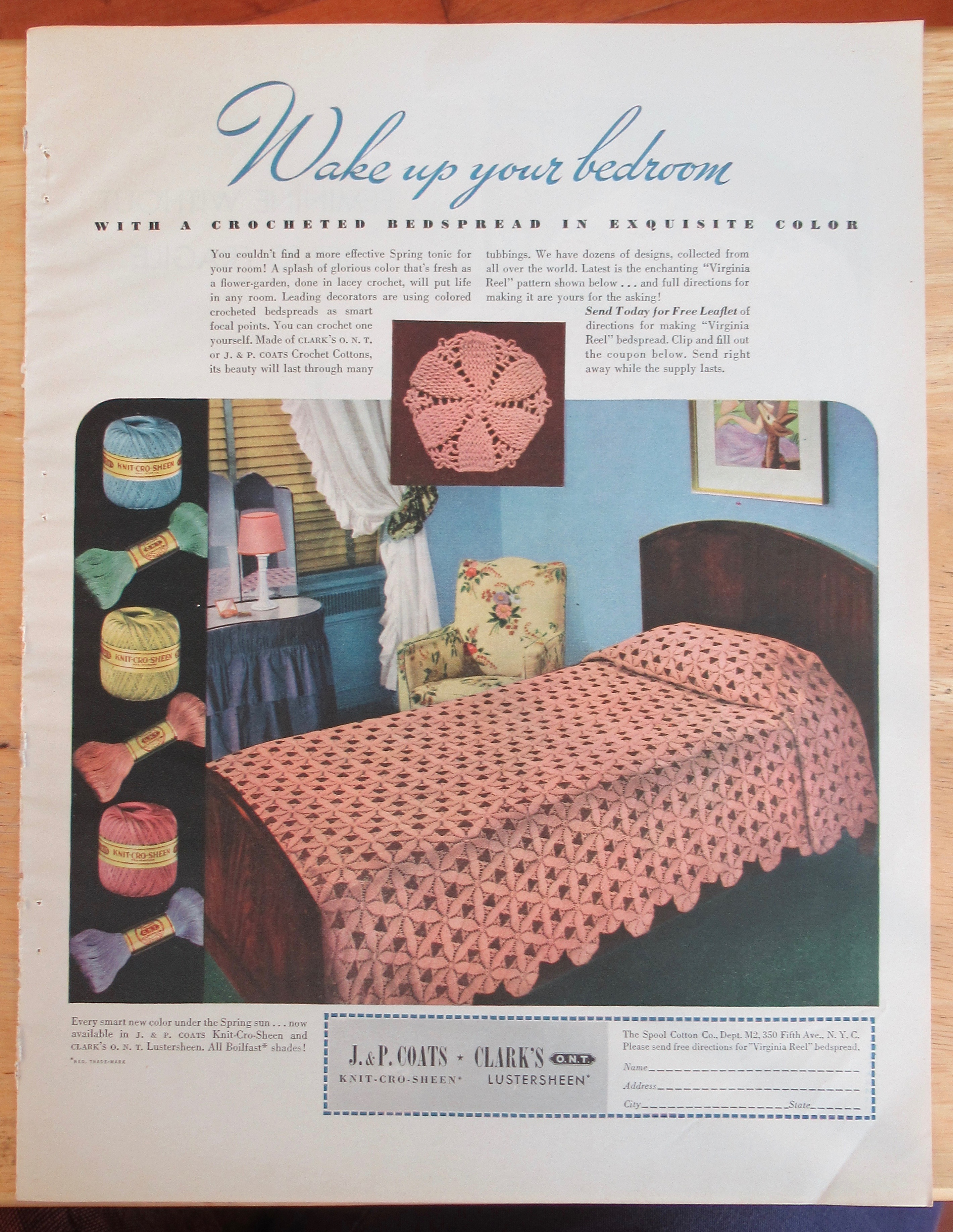 1939 J & P Coats & Clarks with Crocheted Bedspread