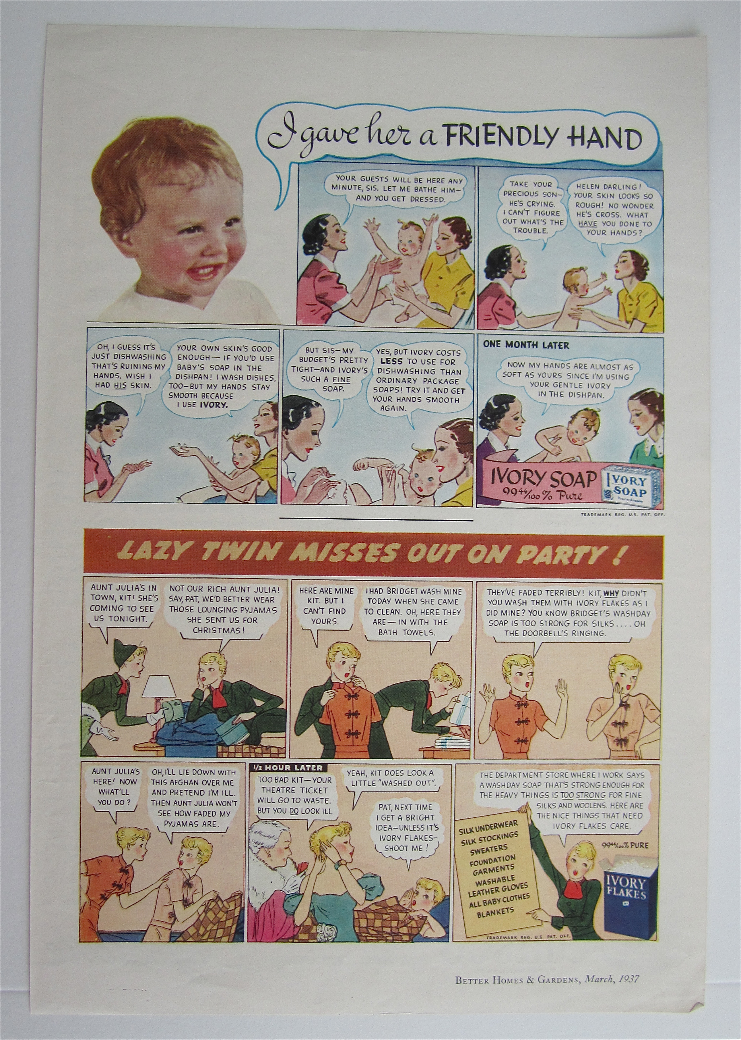 1937 Ivory Soap with Friendly Hand & Lazy Twin