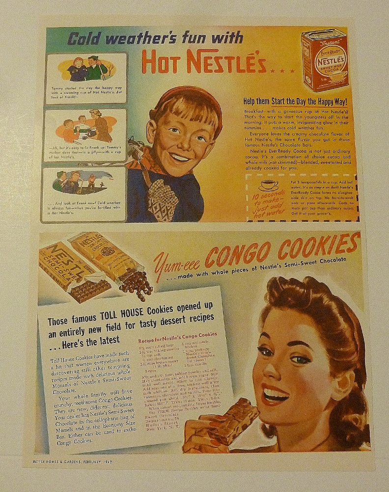 1942 Nestle Cocoa & Chocolate With Congo Cookies