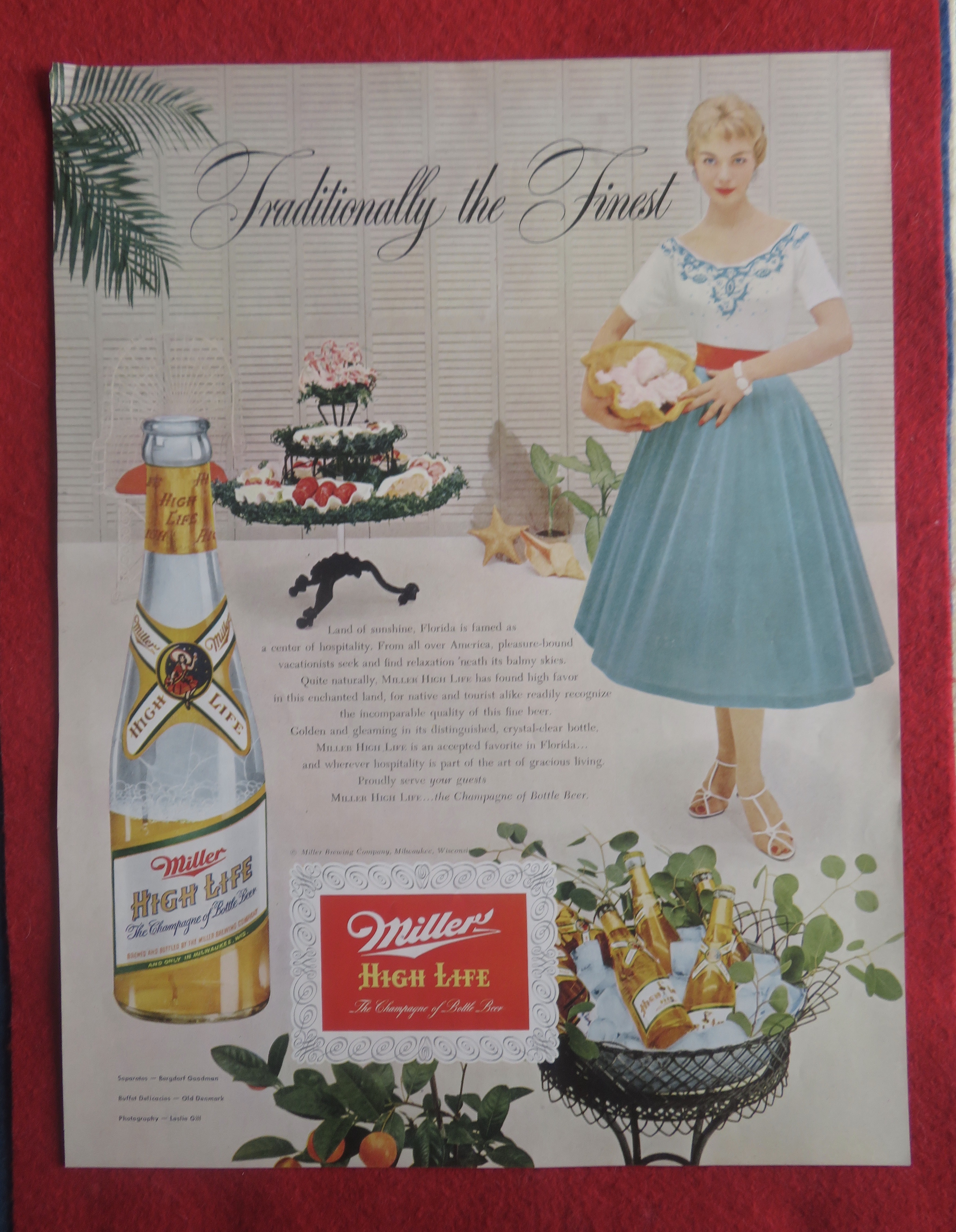 1954 Miller High Life Beer with Woman Holding Treats