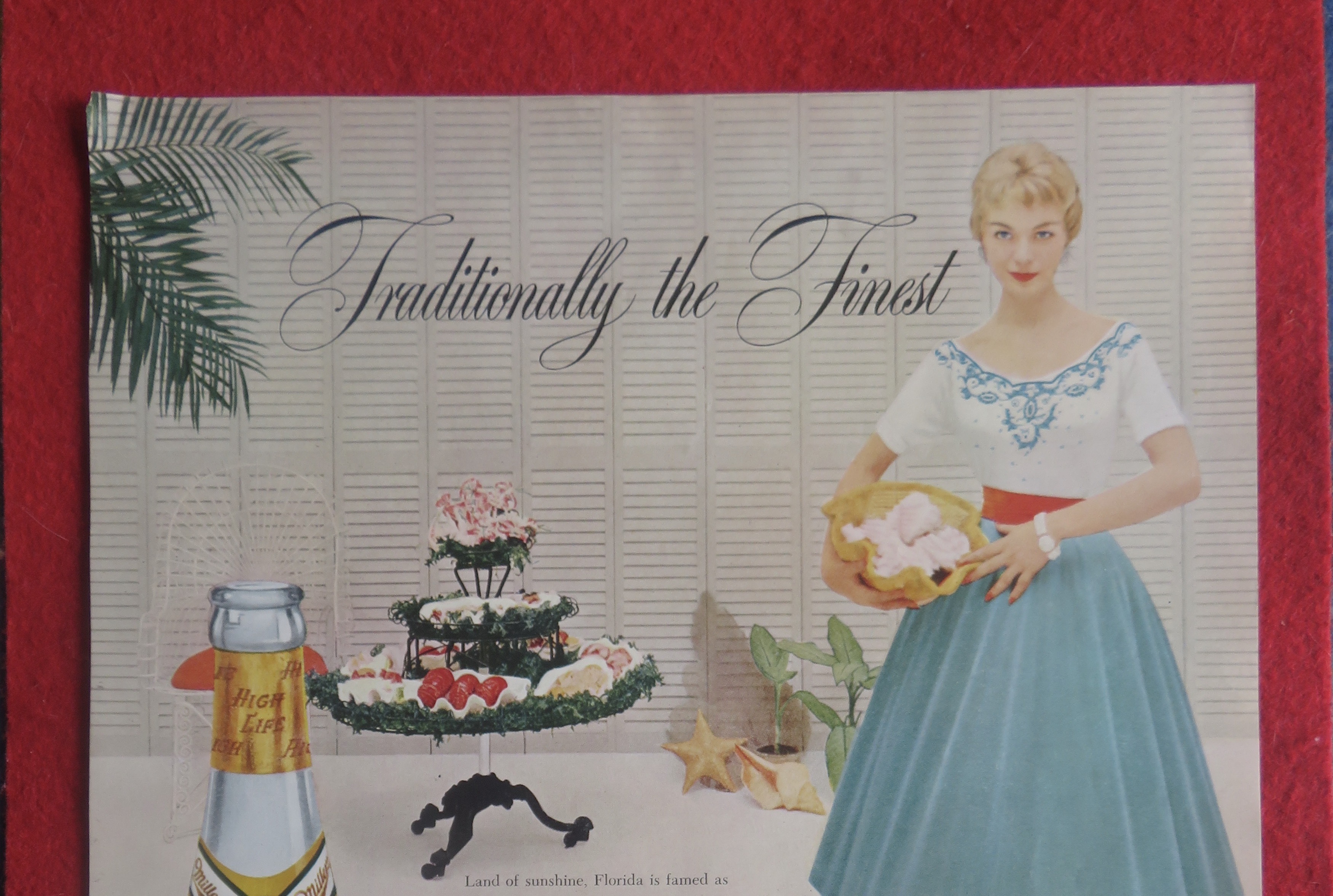 1954 Miller High Life Beer with Woman Holding Treats