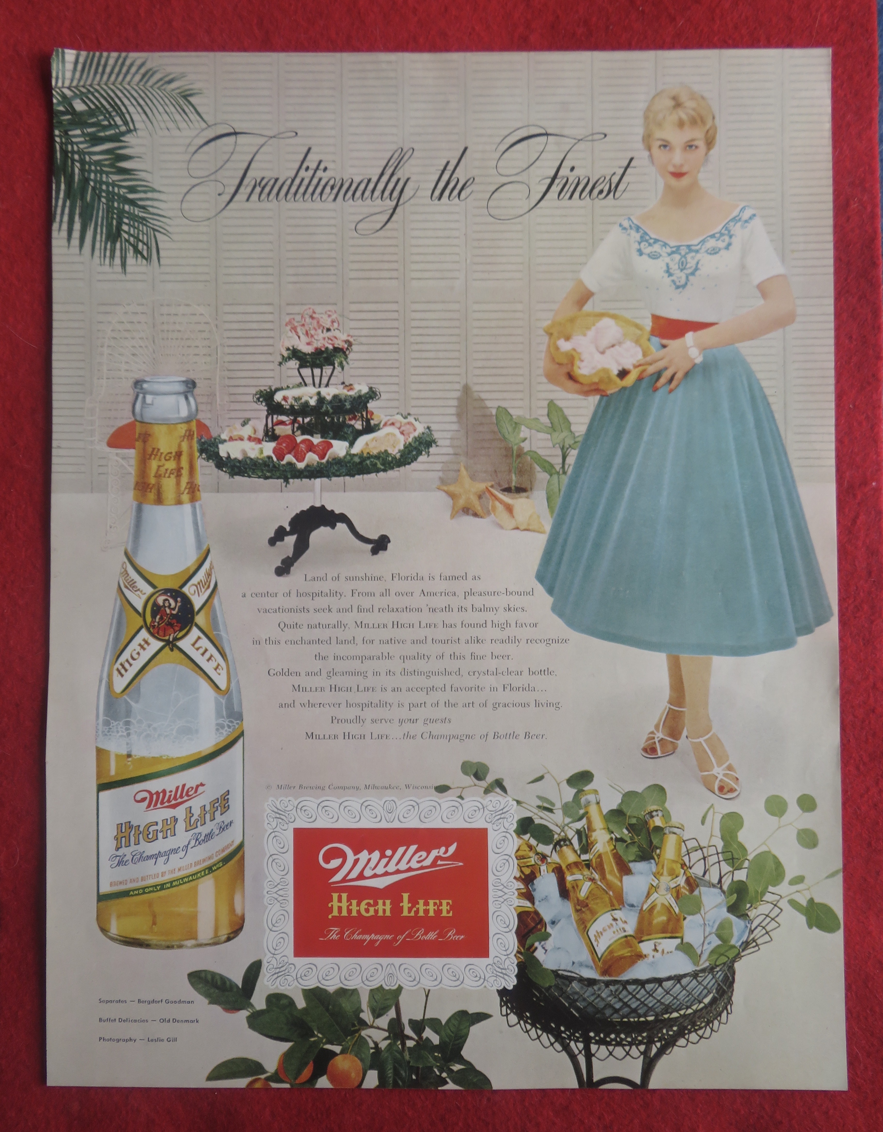 1954 Miller High Life Beer with Woman Holding Treats