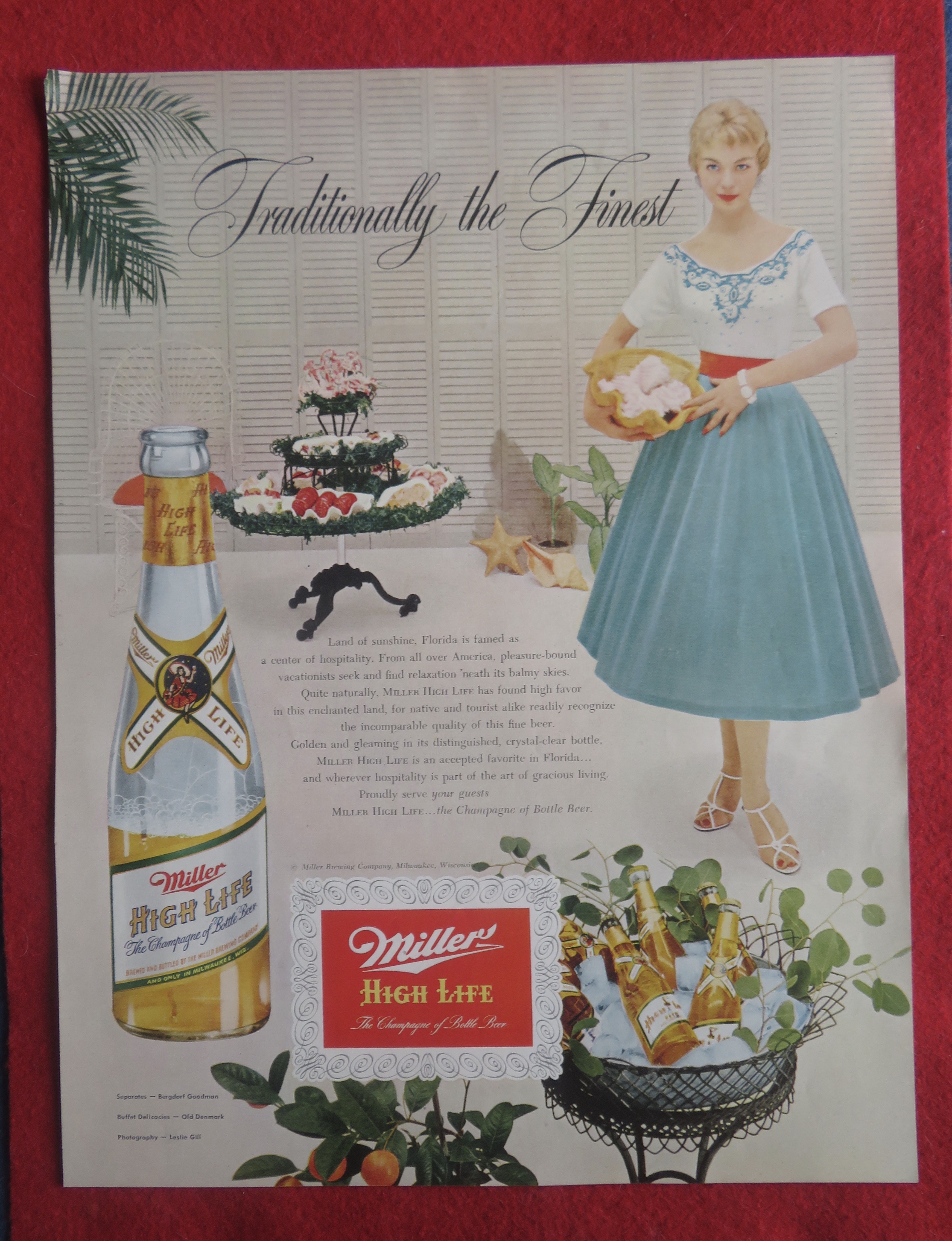 1954 Miller High Life Beer with Woman Holding Treats