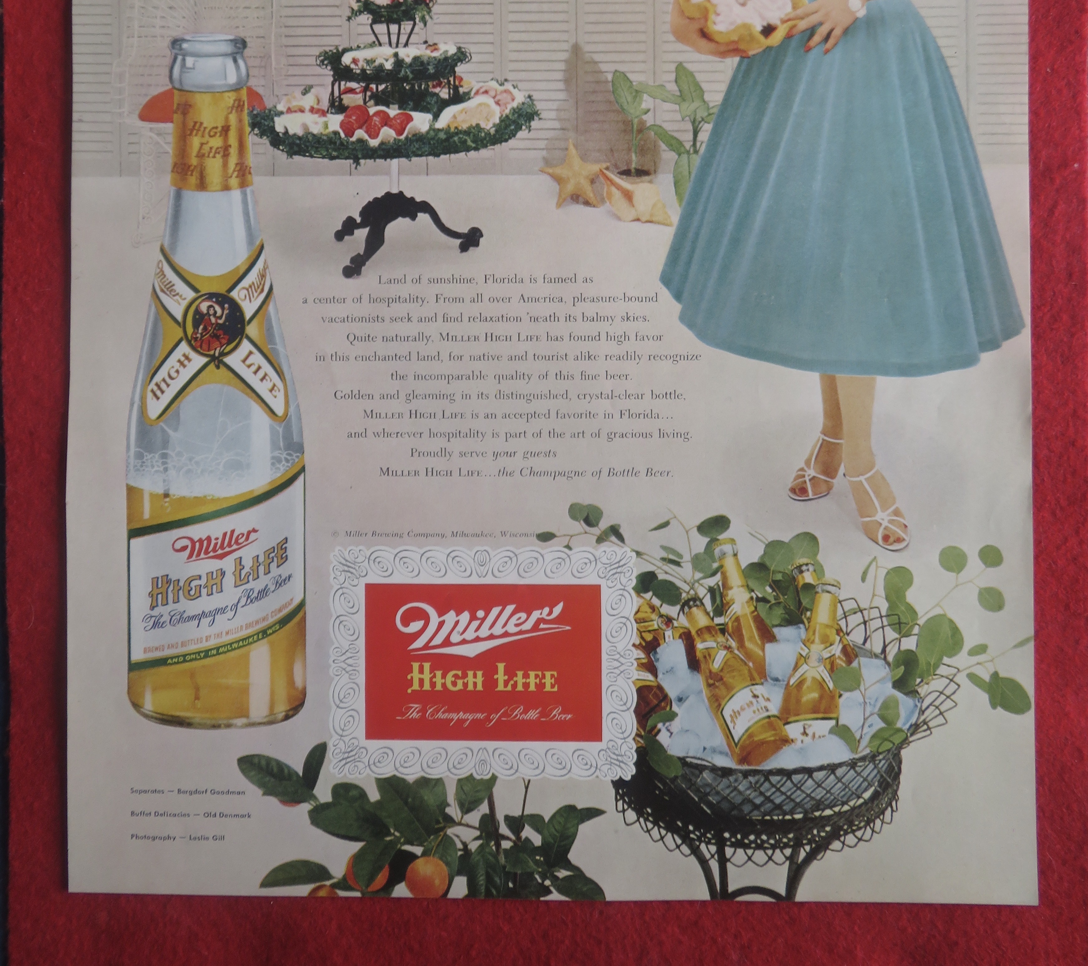 1954 Miller High Life Beer with Woman Holding Treats