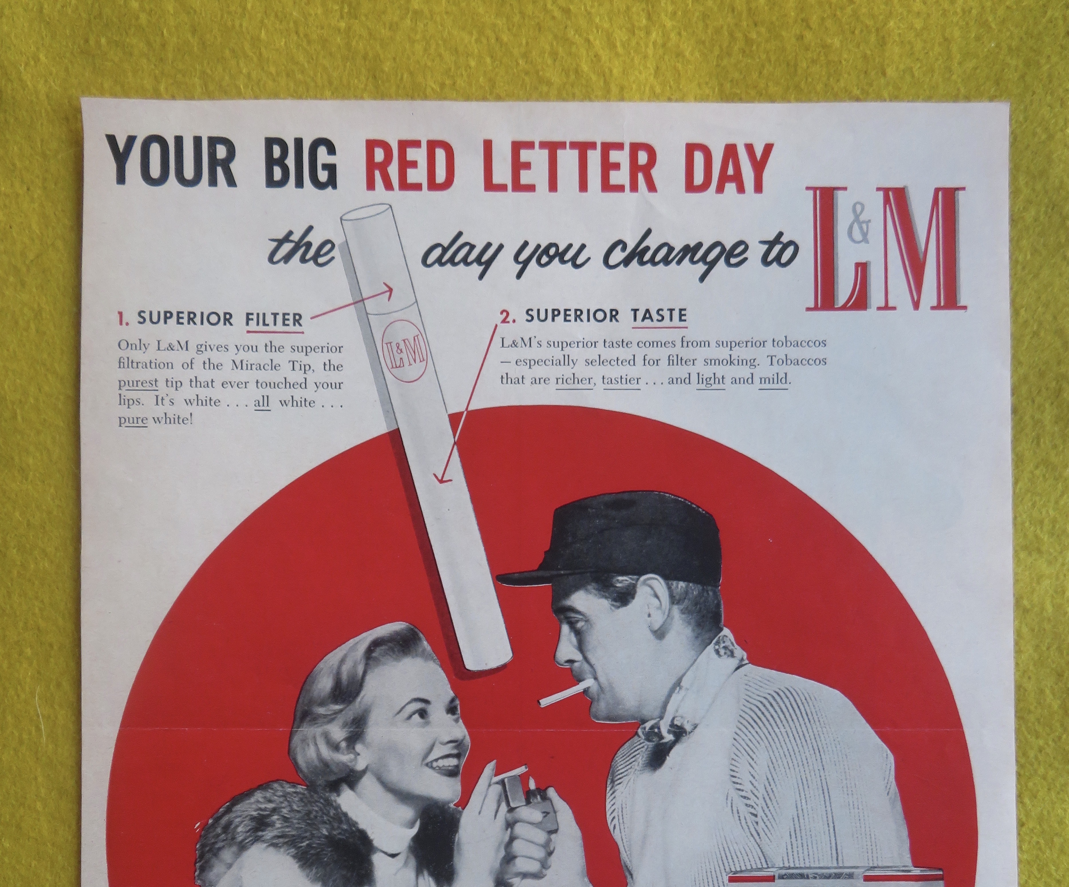 1956 L & M Cigarettes w/ Man Lighting Woman's Cigarette