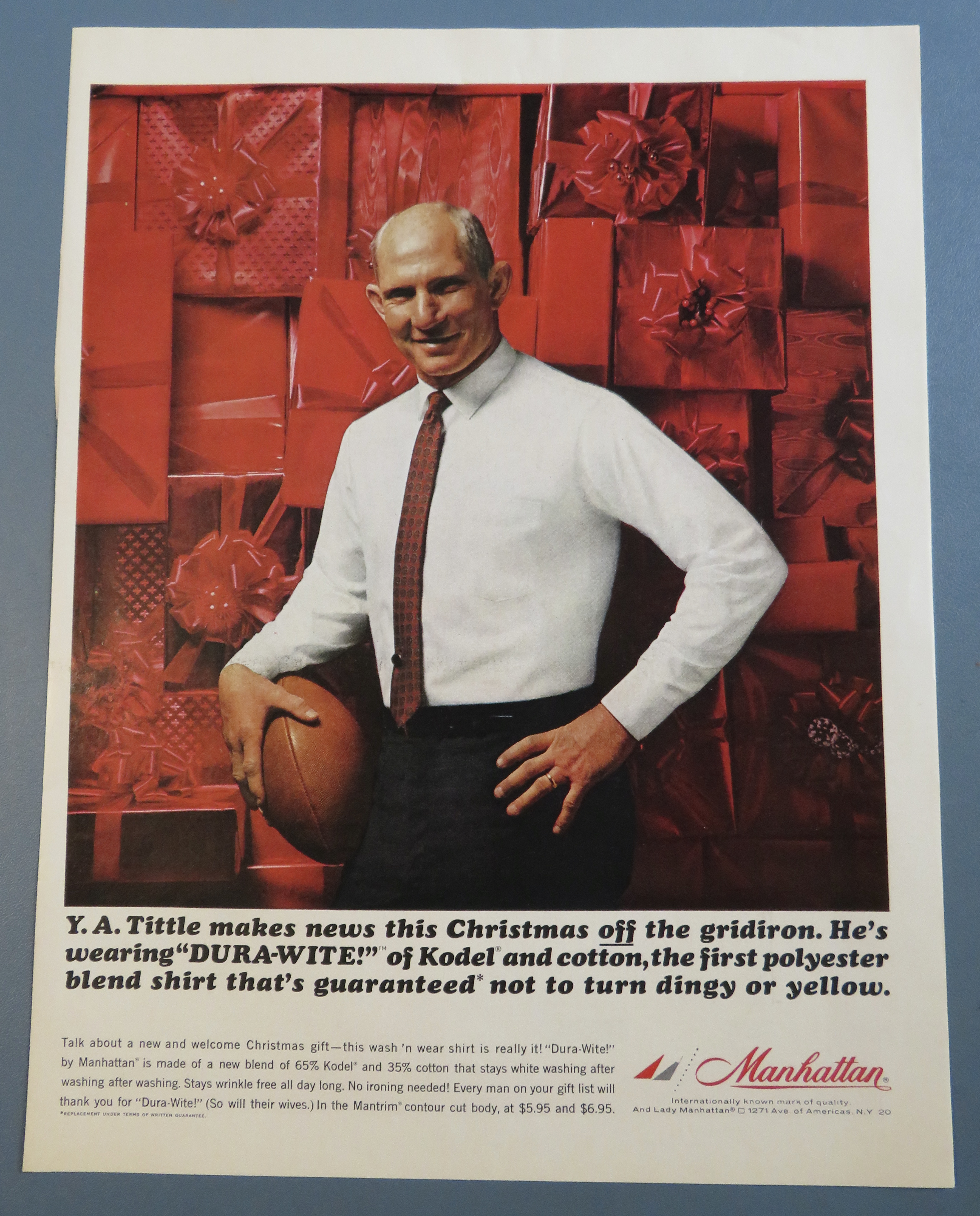 1963 Manhattan Shirts with Quarterback Y. A. Tittle