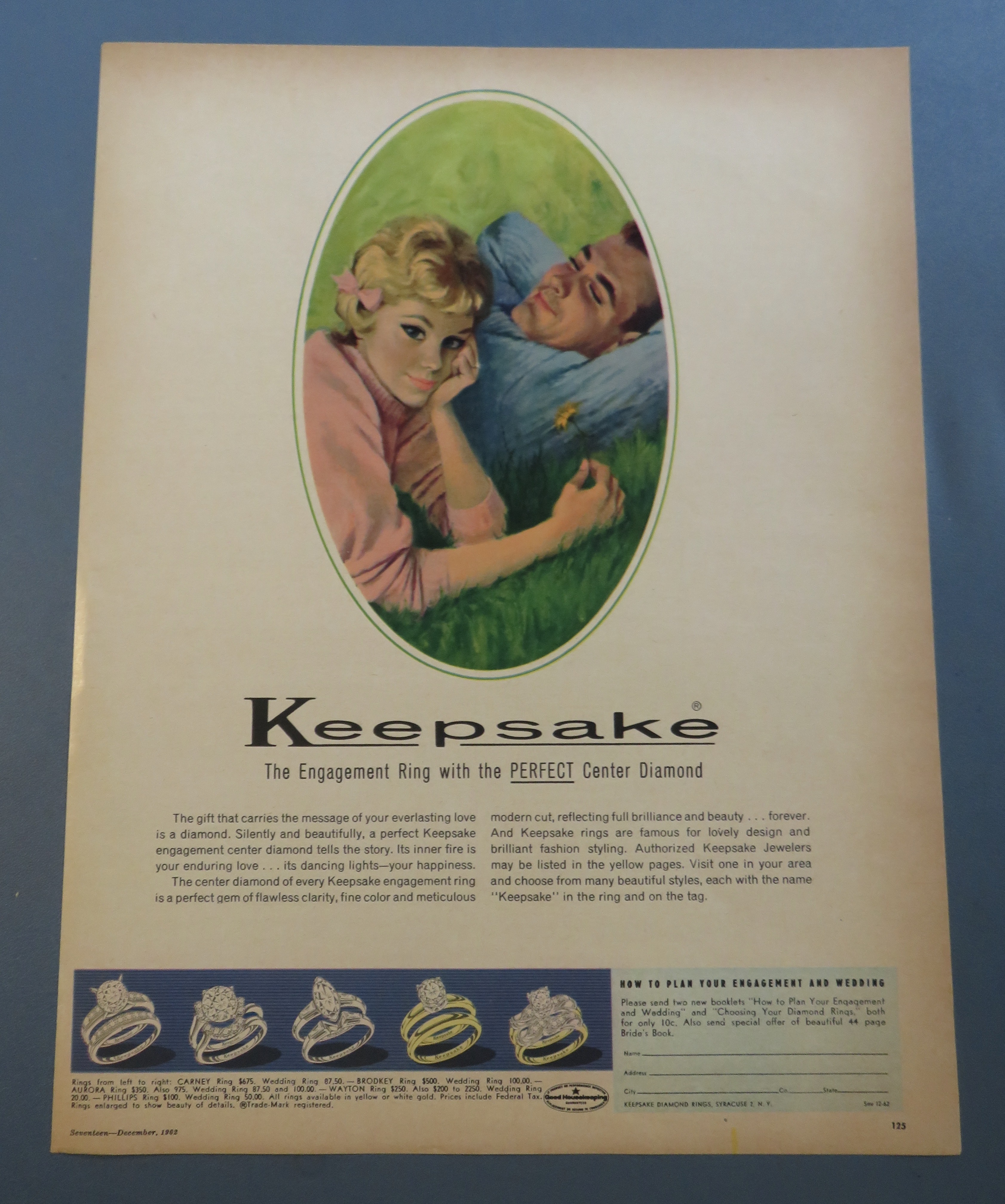 1962 Keepsake Ring with Man & Woman Laying In Grass