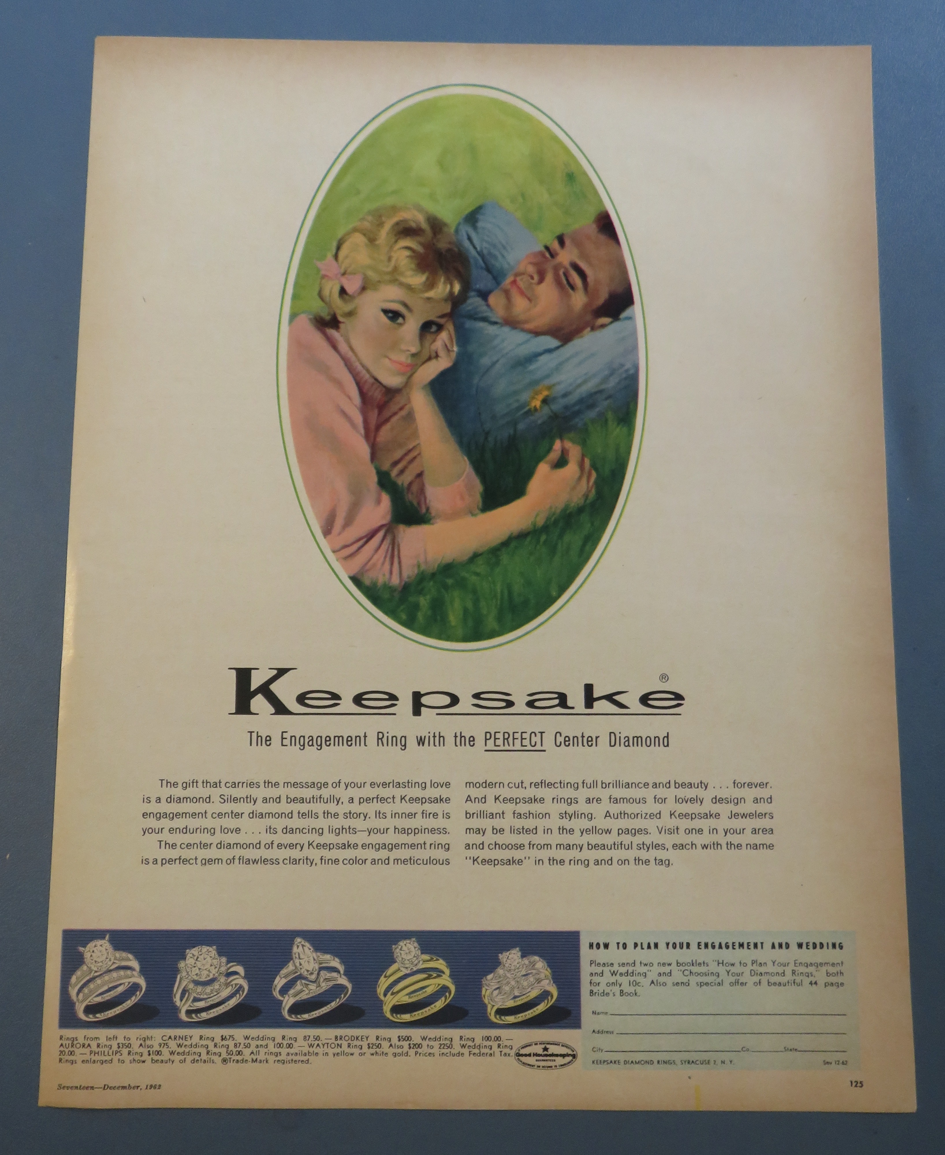 1962 Keepsake Ring with Man & Woman Laying In Grass