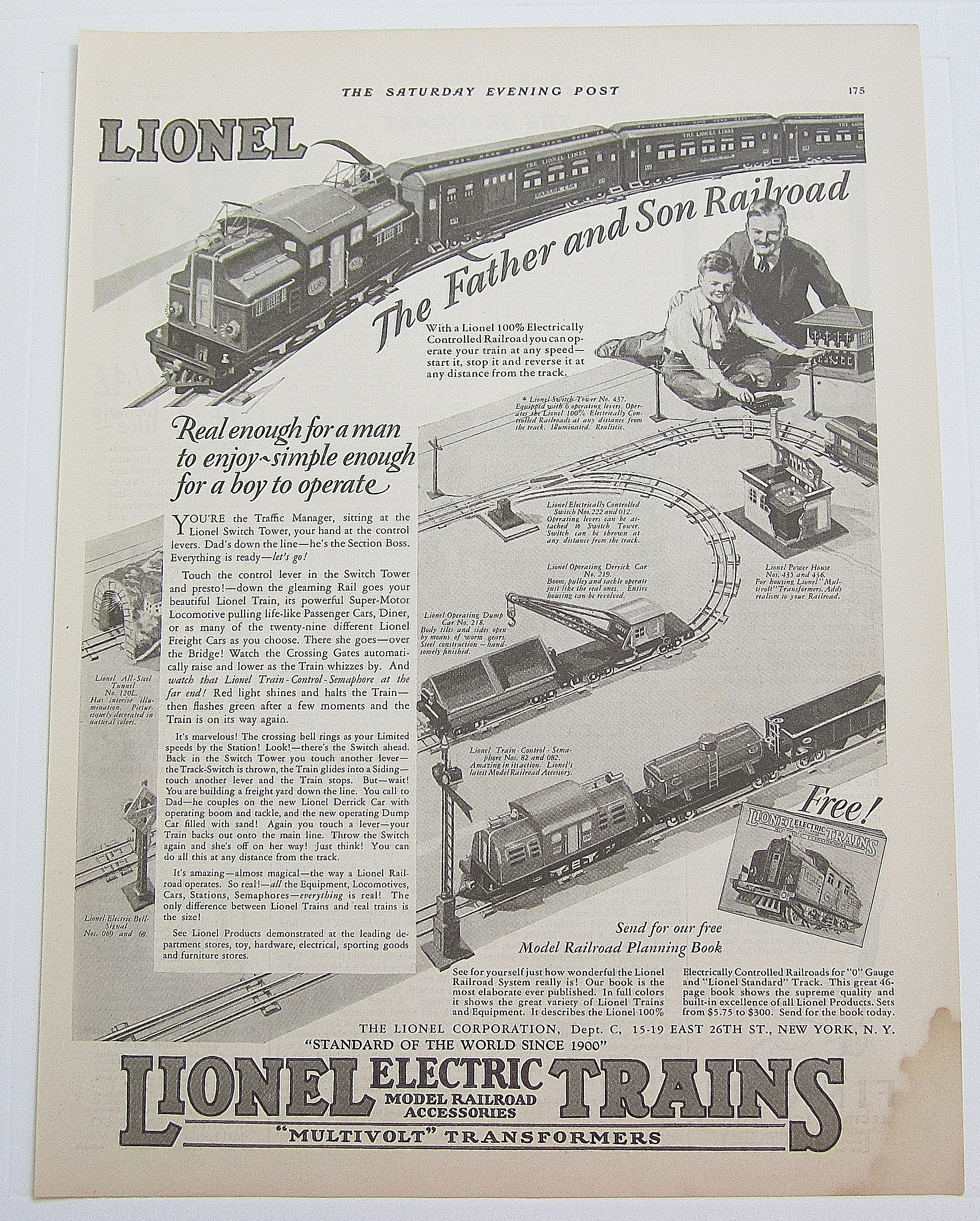 1927 Lionel Trains With Father & Son Playing with Train