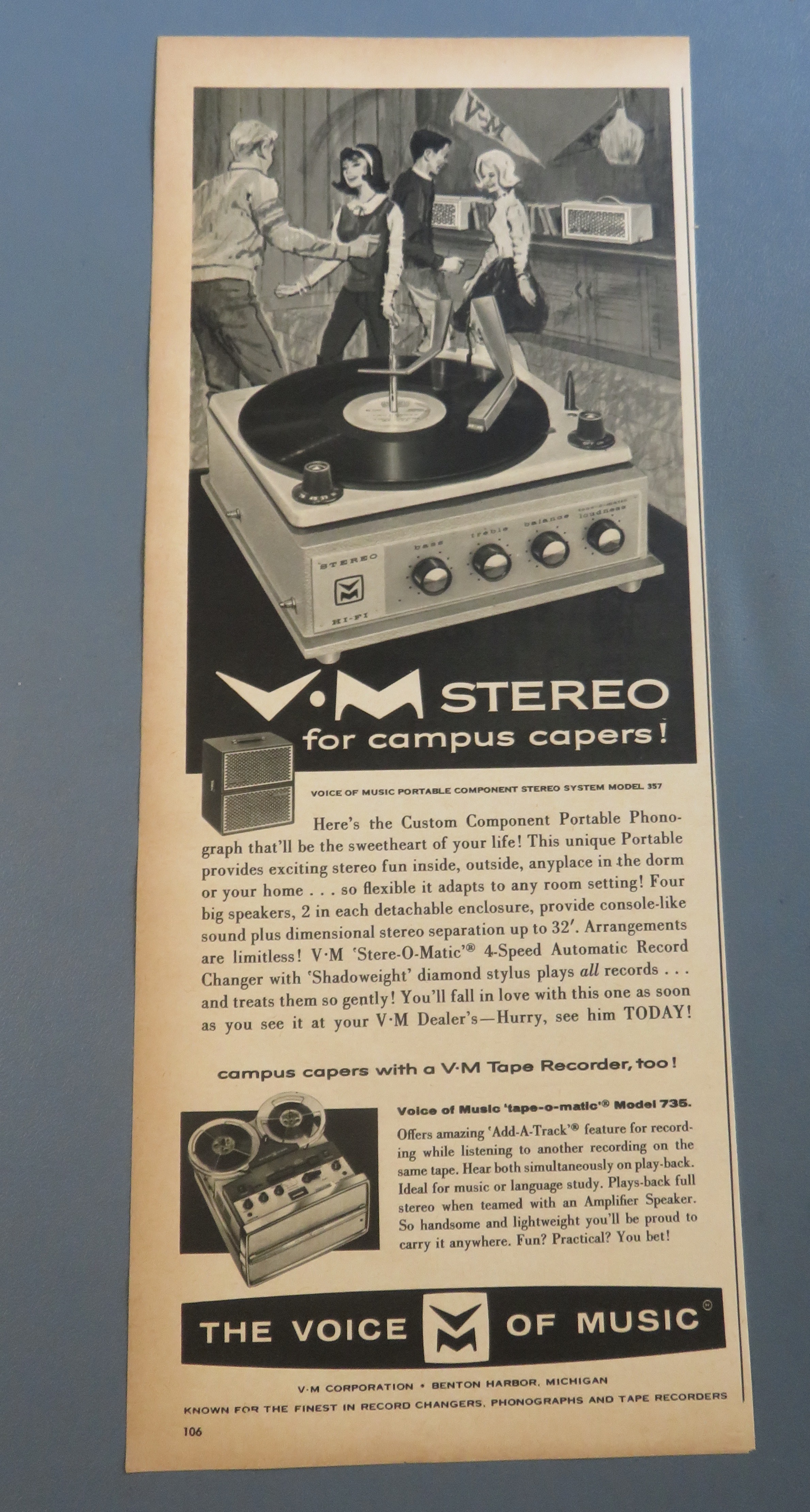 1962 V - M Stereo with Campus Caper w/Tape Recorder