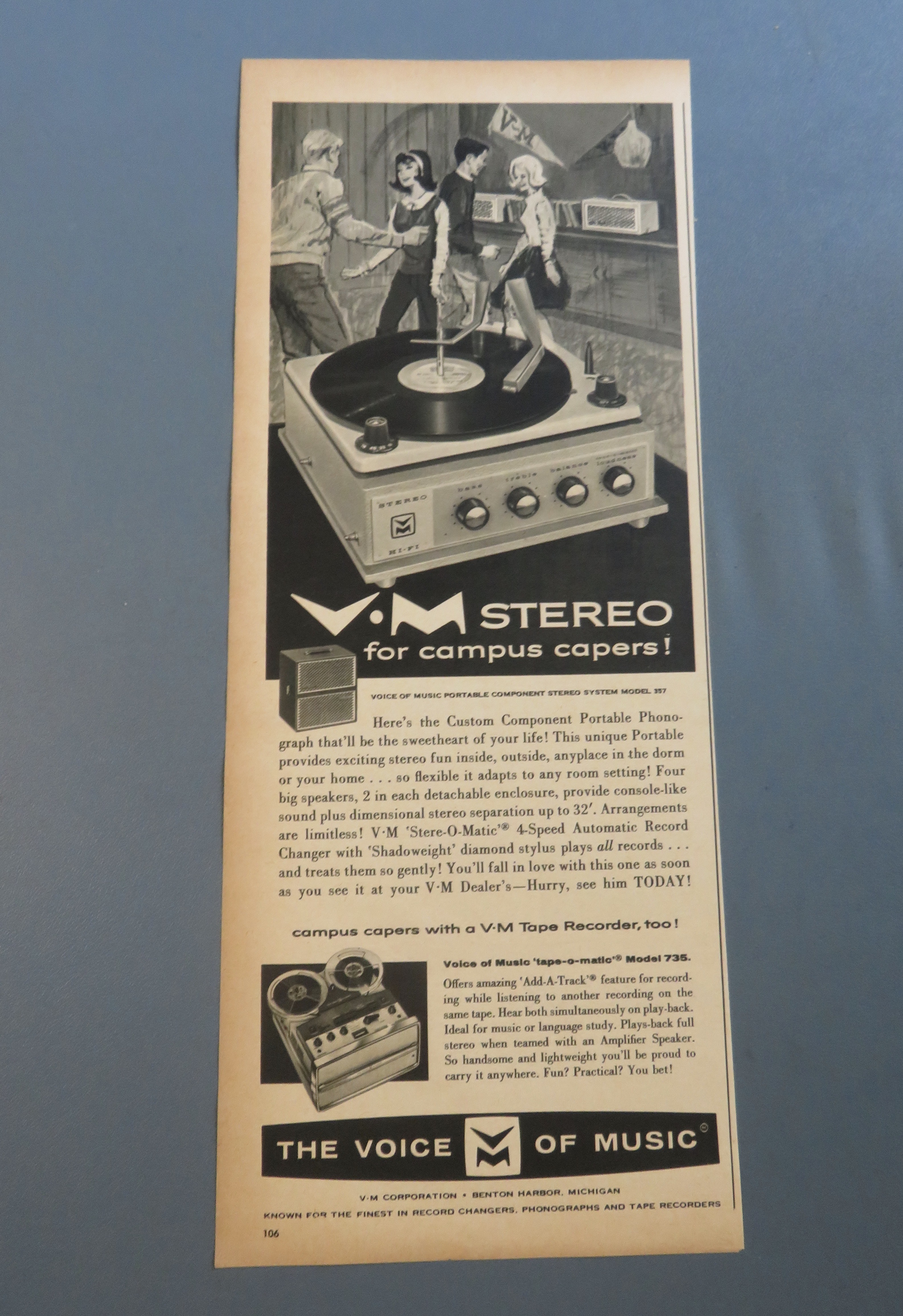 1962 V - M Stereo with Campus Caper w/Tape Recorder