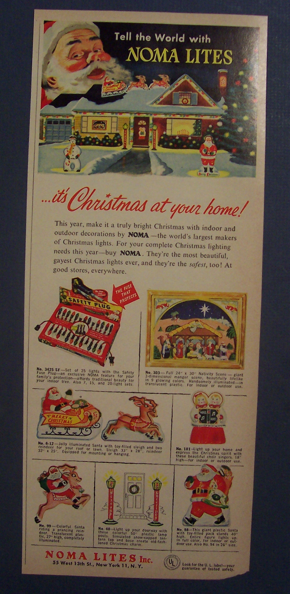 1954 Noma Christmas Lites with a Decorated House