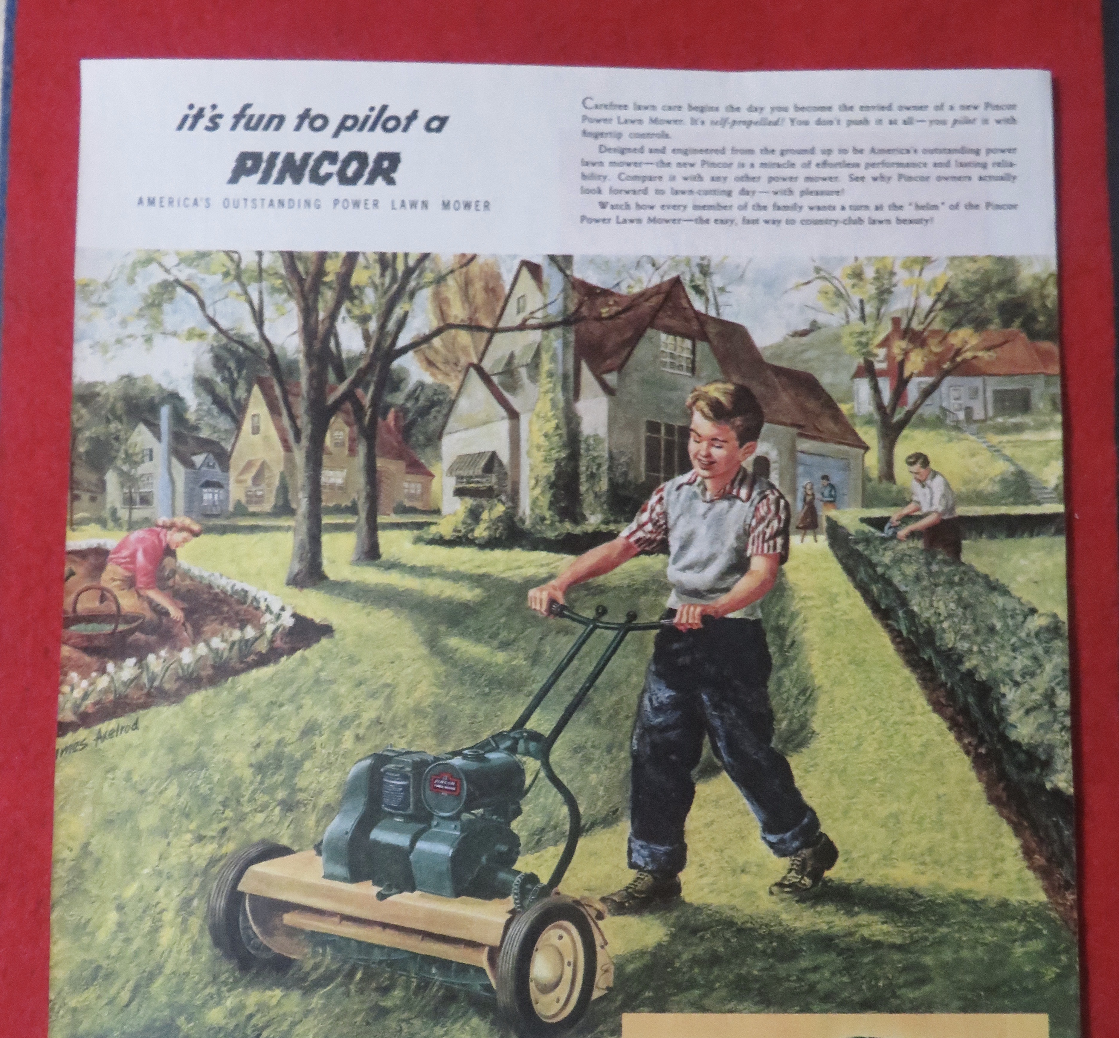 1948 Pincor Products with Pincor Power Lawn Mower