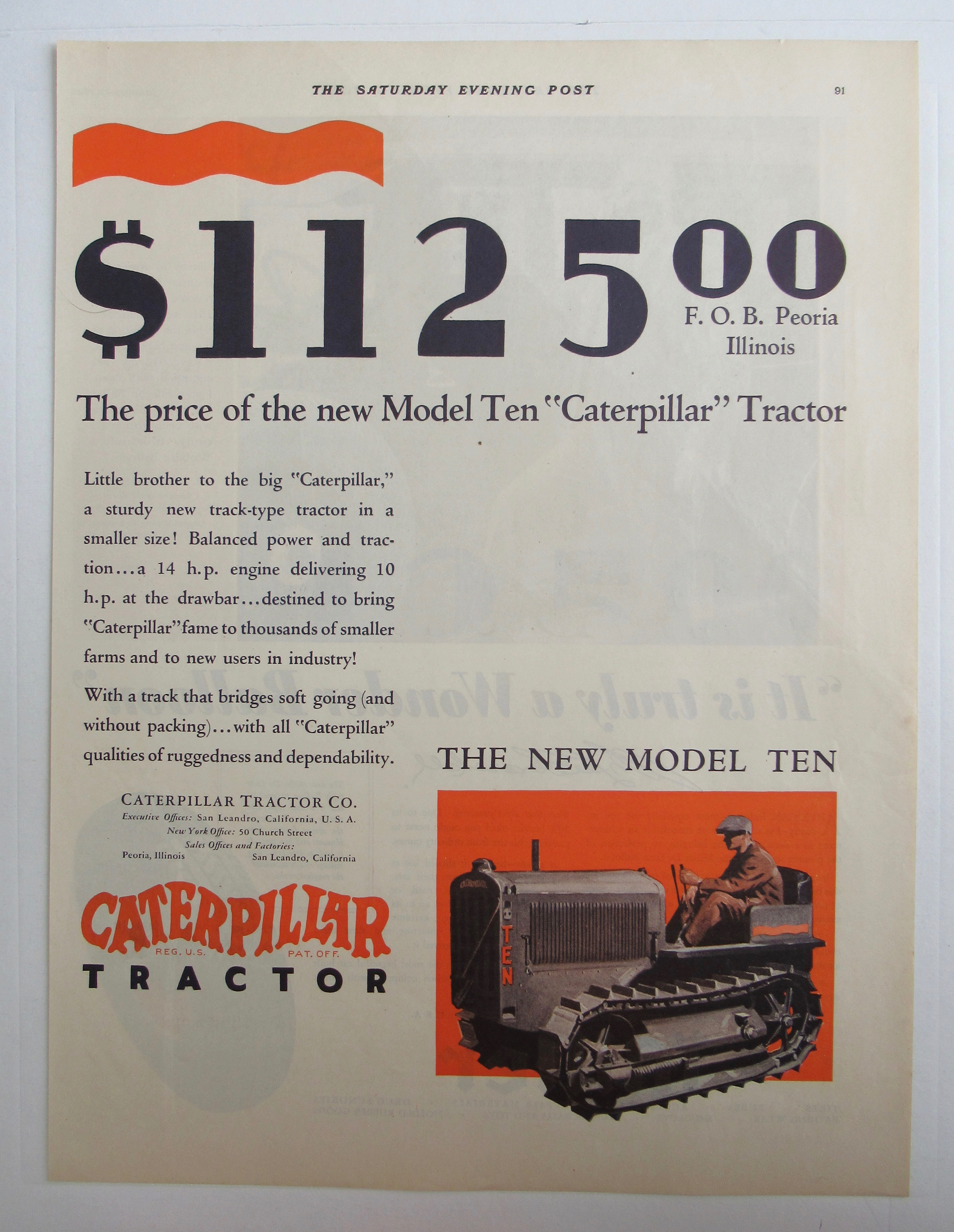 1929 Caterpillar Tractor with the Model Ten Tractor