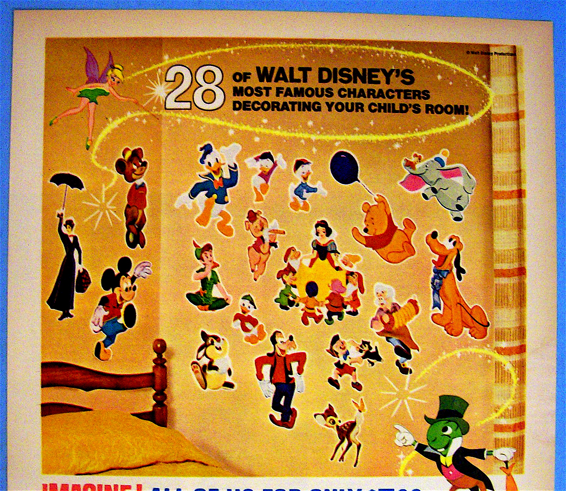 1969 Walt Disney Wall Decorations w/ Disney Characters