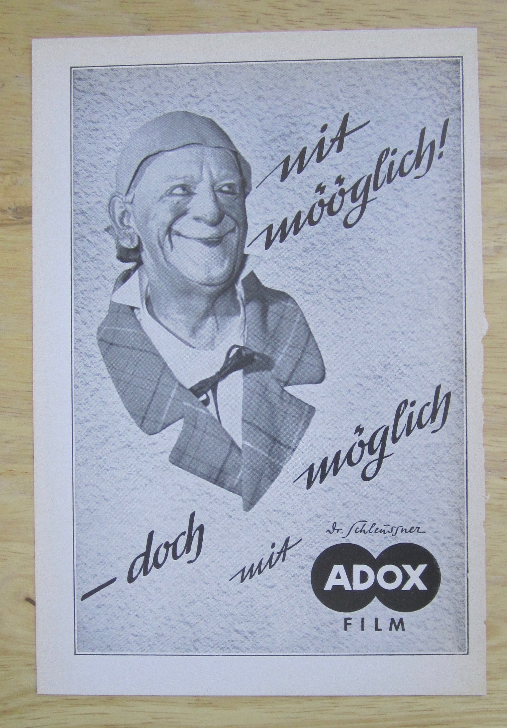 1952 Adox Film with a Clown Smiling