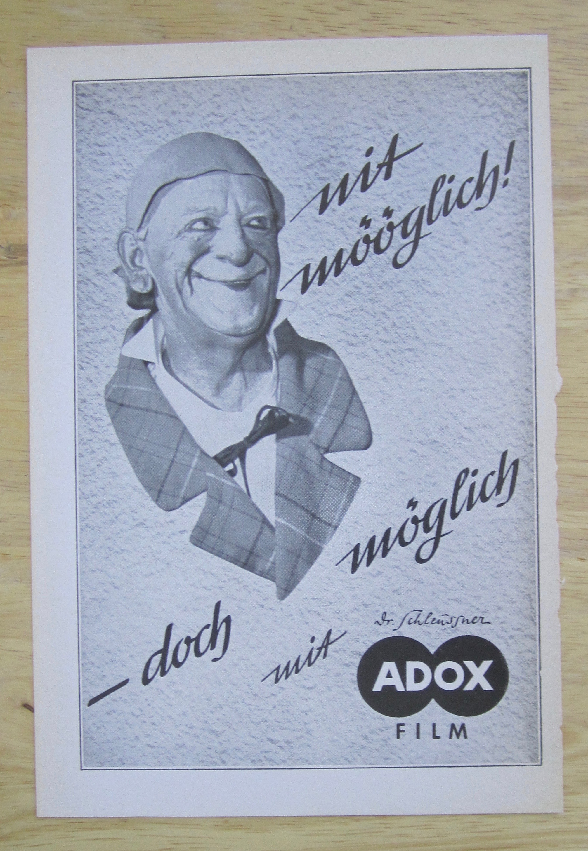 1952 Adox Film with a Clown Smiling