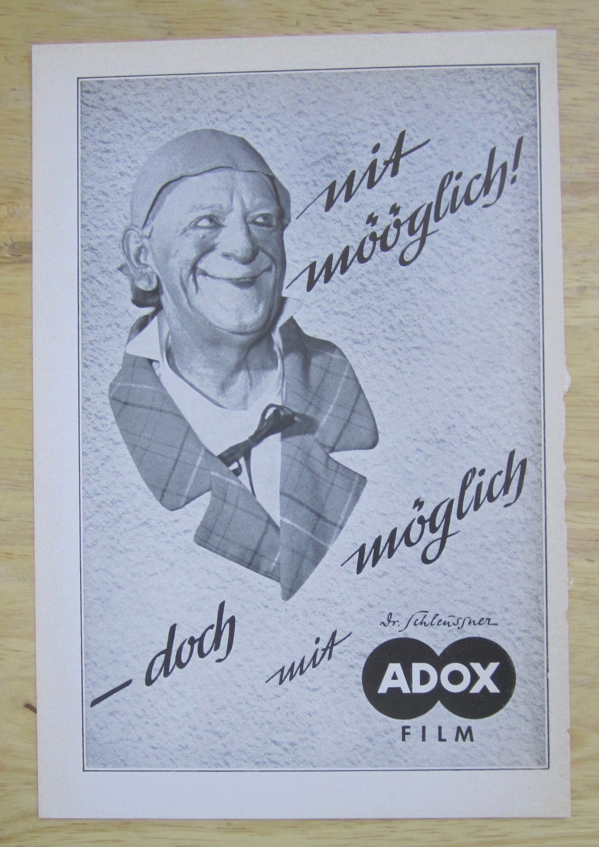 1952 Adox Film with a Clown Smiling