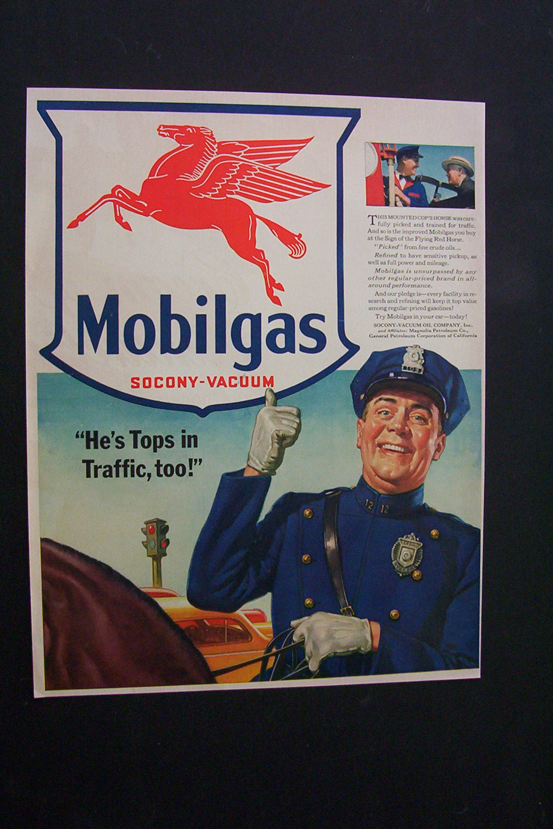 1941 Dual Ad: Johnnie Walker Black Label & Mobilgas