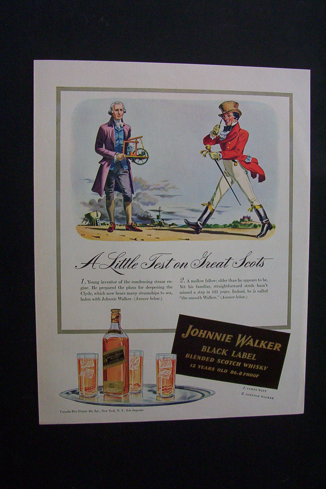 1941 Dual Ad: Johnnie Walker Black Label & Mobilgas