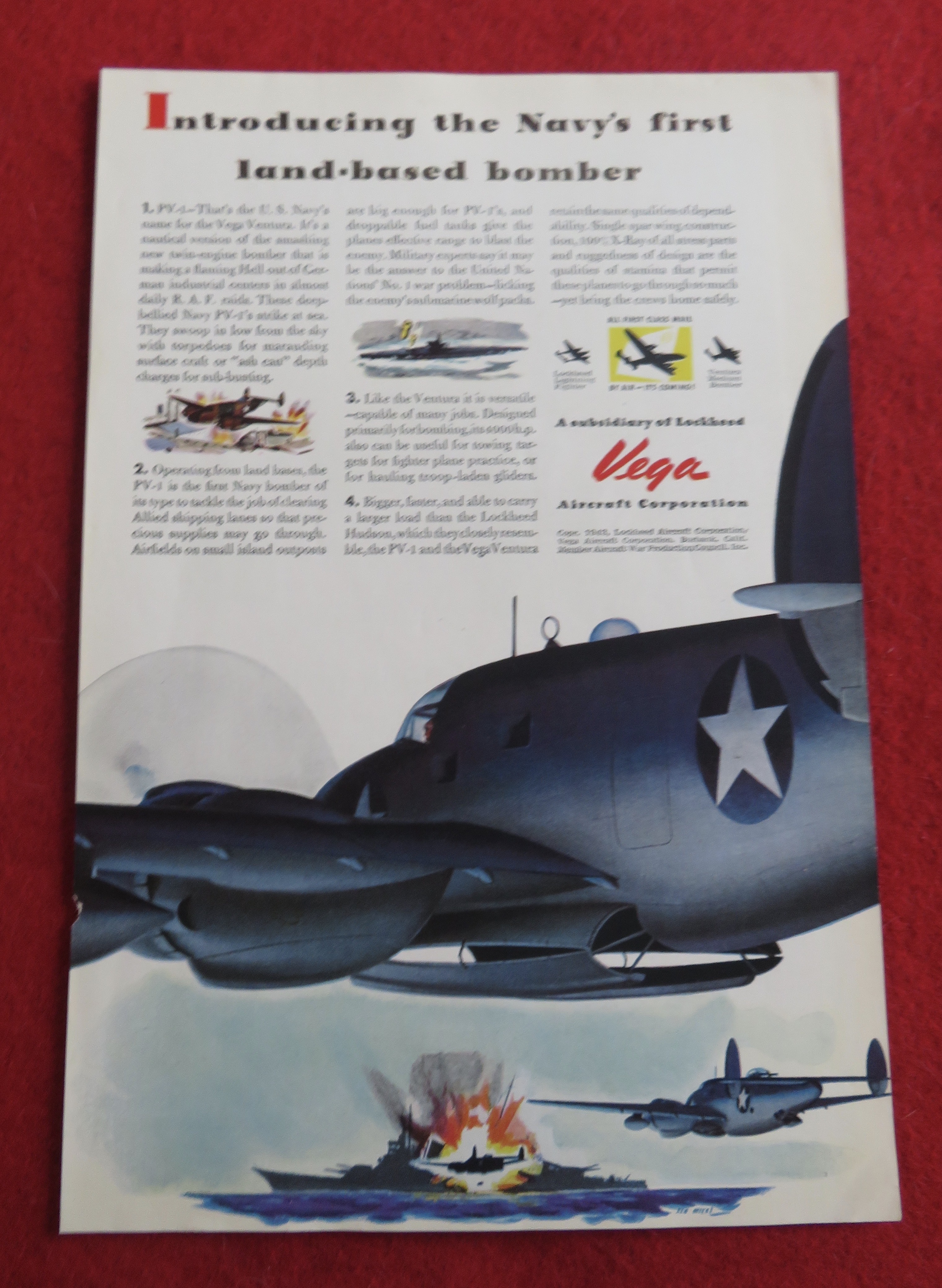 1943 Vega Aircraft Corporation with PV-1 Vega Ventura