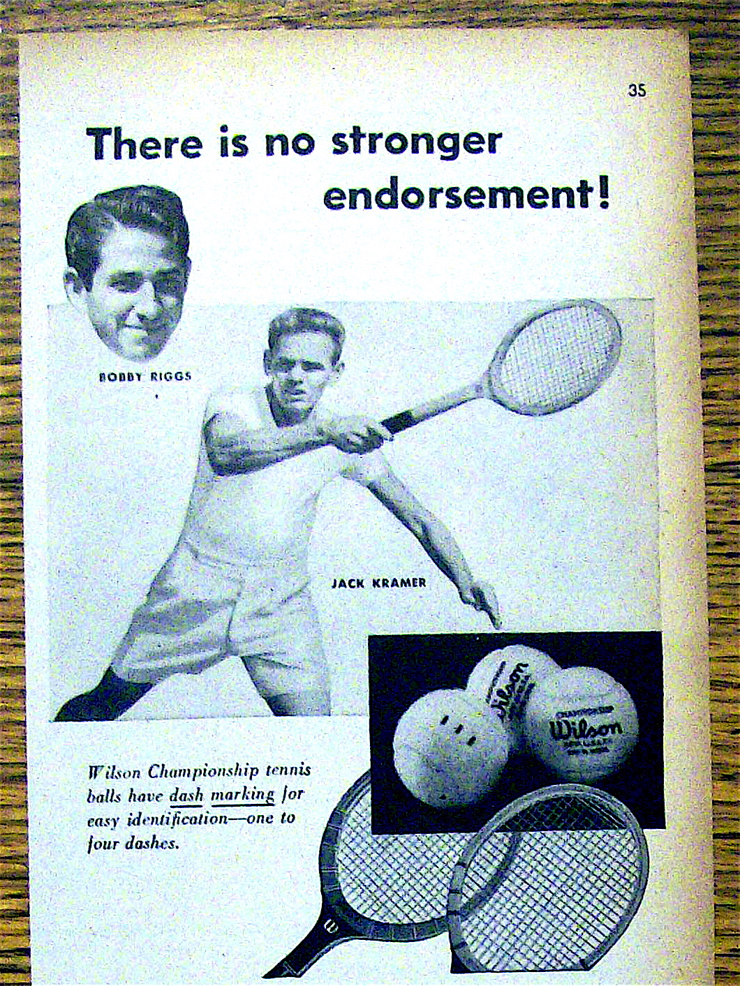 1948 Wilson Tennis Rackets & Balls w/Riggs and Kramer