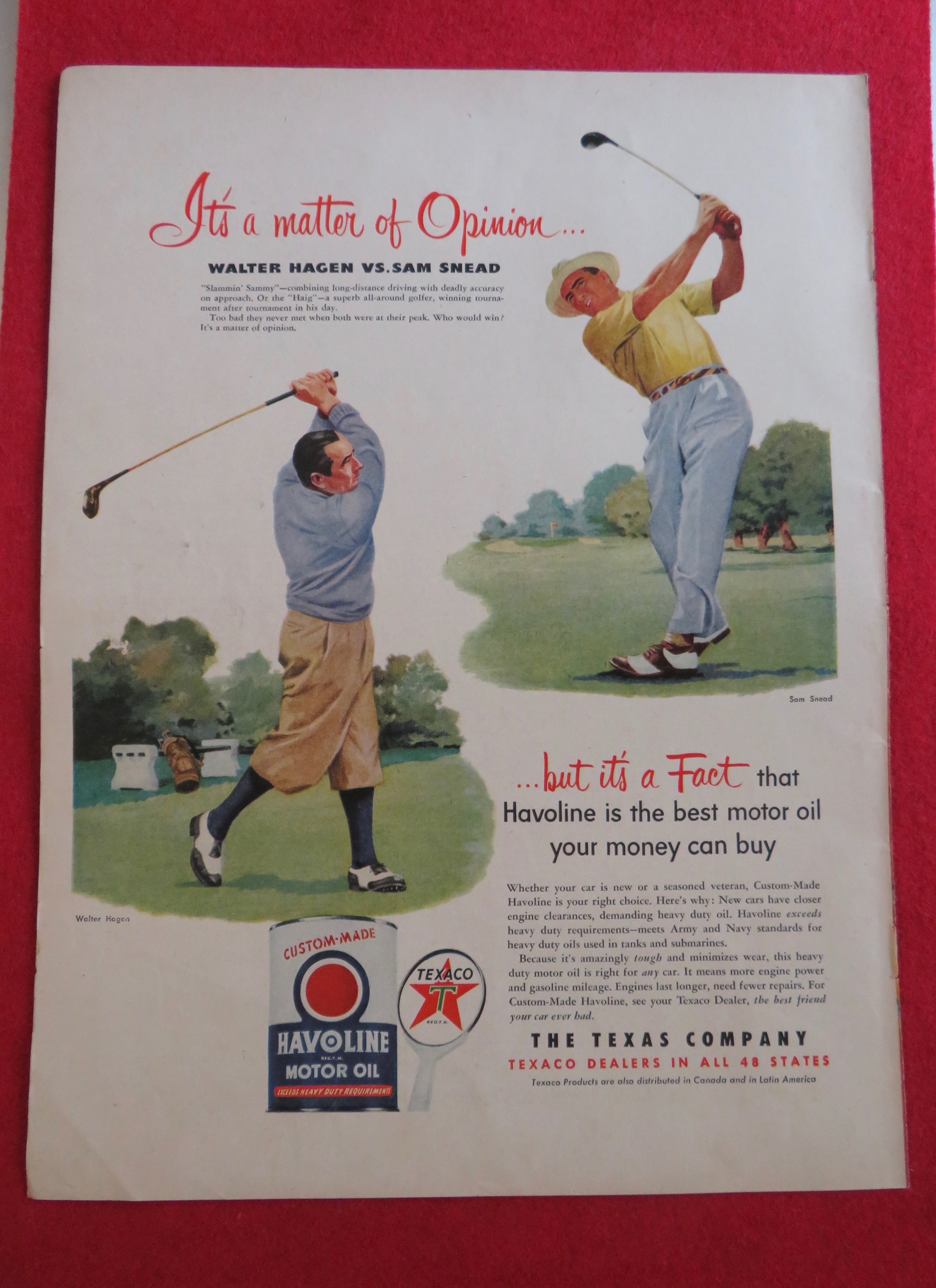 1951 Havoline Motor Oil with Sam Snead & Walter Hagen
