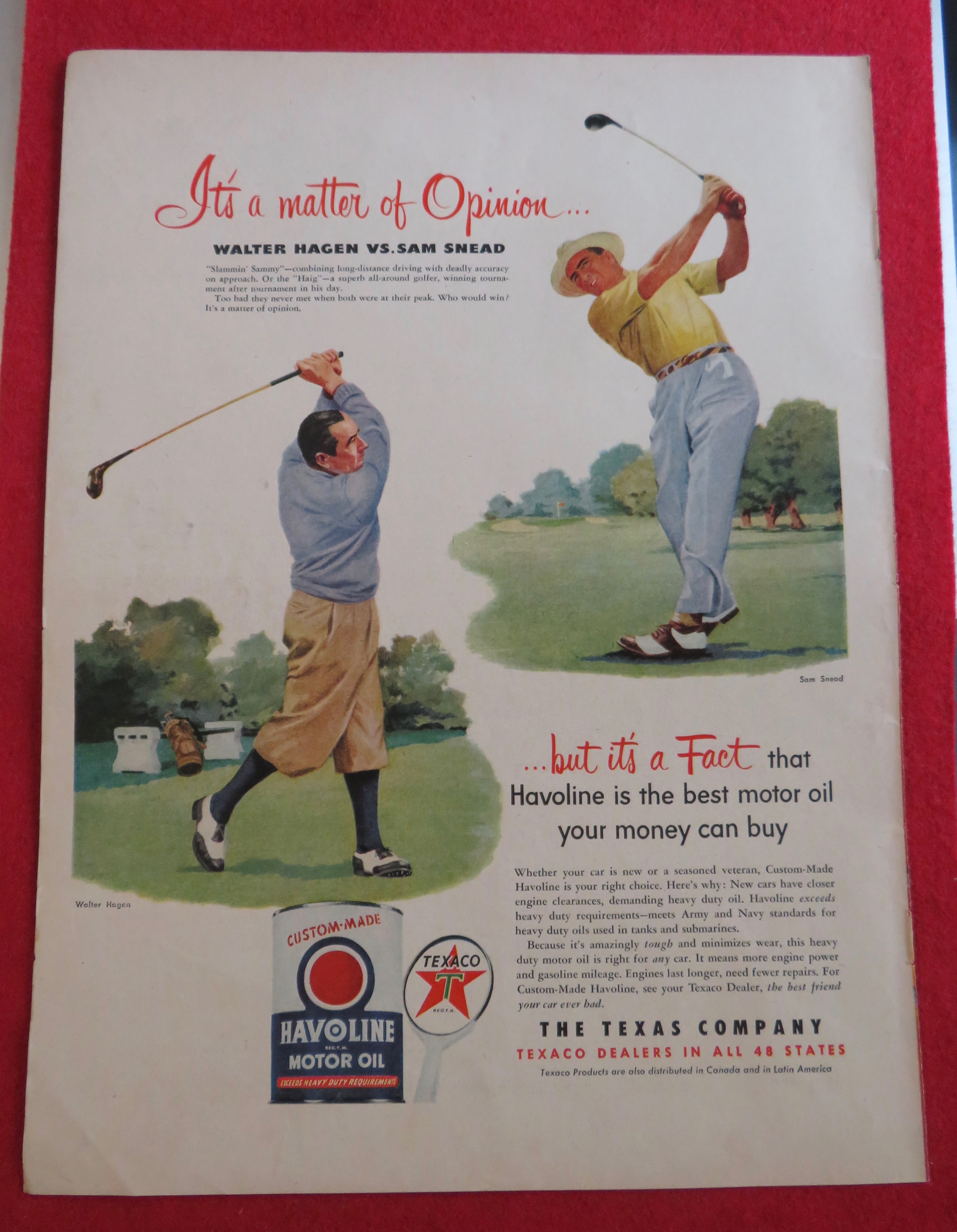1951 Havoline Motor Oil with Sam Snead & Walter Hagen