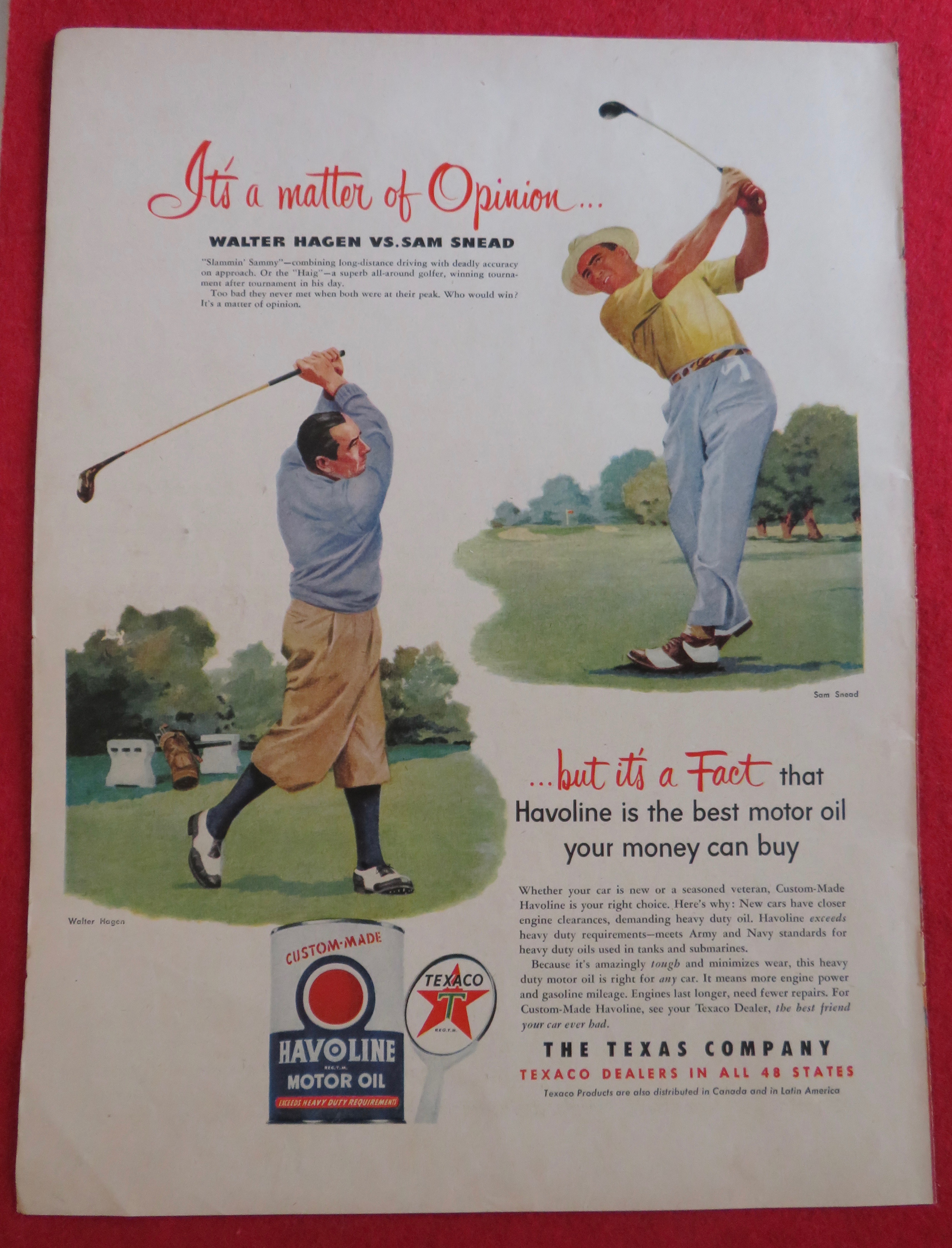 1951 Havoline Motor Oil with Sam Snead & Walter Hagen